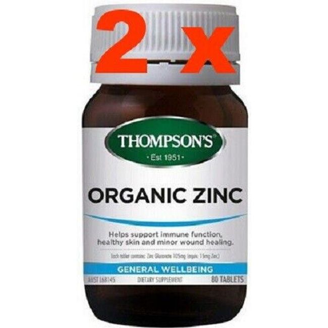 Thompson's Organic Zinc Tablets 80 for Immunity, Hormone & Skin Health