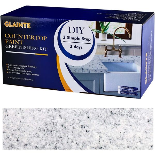 Granite Countertop Paint Kit White Diamond Refinishing Kit Kitchen Bathroom