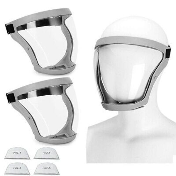 2PACKS Full Face Protective Mask Anti-fog Shield Safety Transparent Head Cover