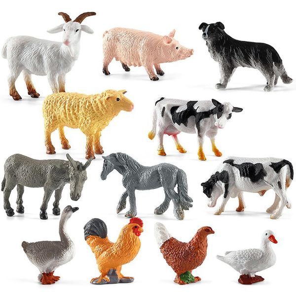 smilixin 12 PCS Animals Figures,Mini Farm Animal Figurines,Plastic Farm Animal Figures Set,Animals Learning Educational Toys Cake Toppers Birthday Gift for Kids