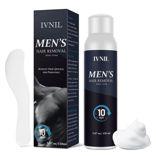 Hair Removal Spray Foam for Men Hair Removal Cream IVNIL - Effective & Painless Hair Removal Cream for Men's Underarm, Chest, Back, Legs - Depilatory Cream, Suitable For All Skin Types