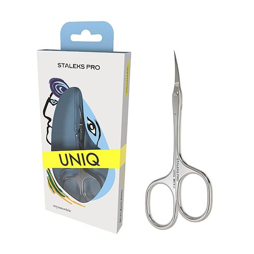 STALEKS Pro Professional Cuticle Scissors for Medium to Large Hands Stainless Steel Asymmetrical UNIQ SQ-20/4