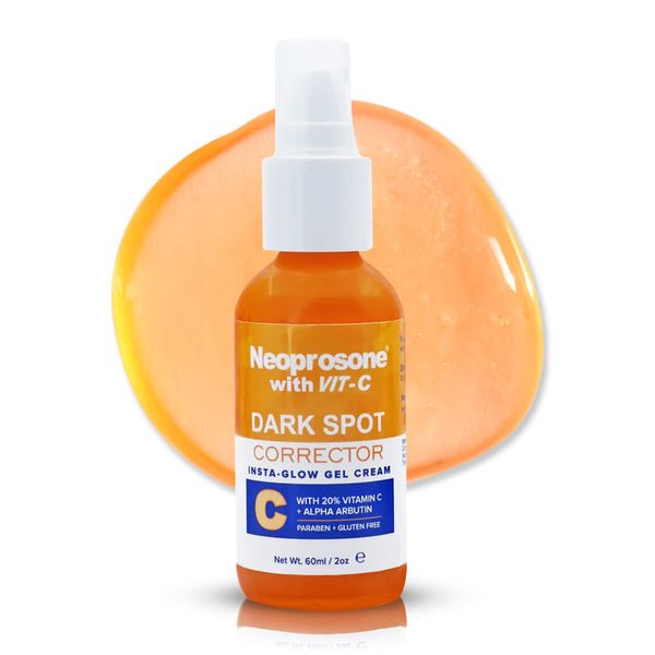 NEOPROSONE Vit C Dark Spot Corrector Gel Cream - 60 ml / 2 fl oz - Skin Brightening Gel to Remove Dark Spots and Restores Even Skin Tone - Anti Aging, Moisturizing Cream for Face, Elbows, Knees, Body