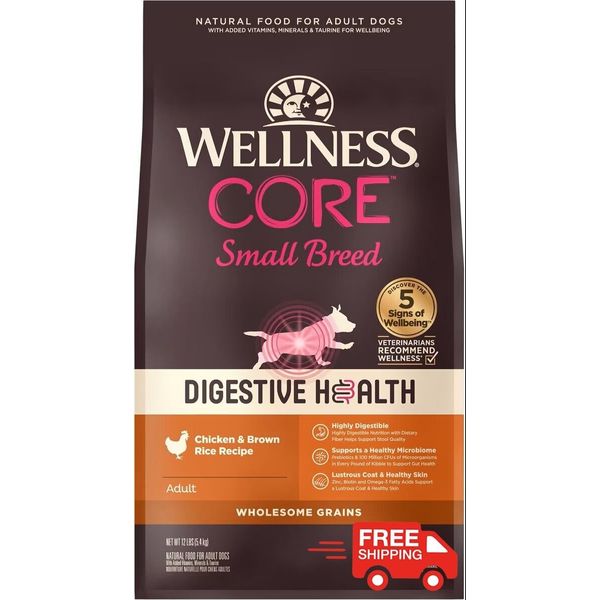 Wellness CORE Digestive Health Dry Dog Food, Small Breed Chicken & Brown Rice Dr