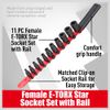 SEDY 11-Piece E-Torx Socket Set - Star Socket Set with Socket Rail, External Torx Socket with Socket Organizer, External Socket Set, E4 E5 E6 E7 E8 E10 E12 E14 E16 E18 E20 Reverse Sockets Set