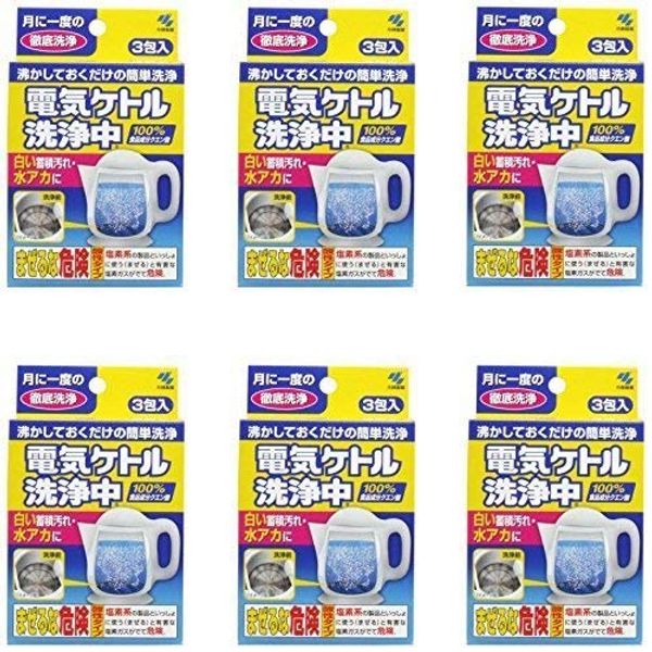 Kobayashi Pharmaceutical Cleaning Electric Kettle Set of 3 Packets x 6 Pieces (Cleaning Thoroughly Once a Month), Easy to Clean Just Boil