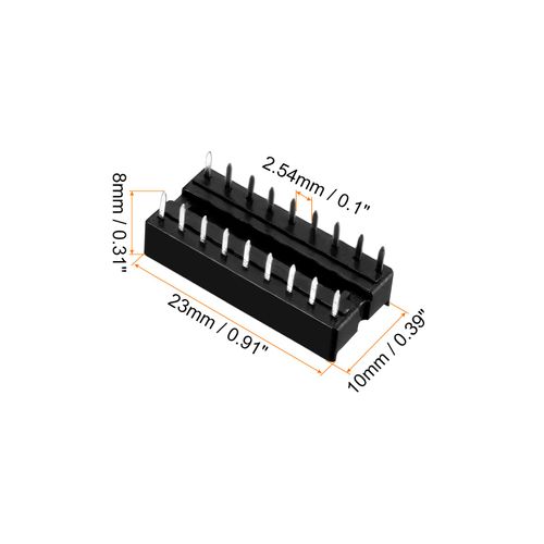Rebower DIP IC Chip Socket Solder Adapter for PCB Circuit Board 2.54mm Pitch 18 Flat Pin 10pcs