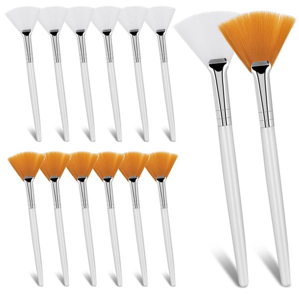 14 Pcs Fan Brushes for Facial, Soft Makeup Brushes Esthetician Makeup Cosmetic Multi Use, Mask Acid Applicator Esthetician Brush Cosmetic Tools for Glycolic Peel Masques