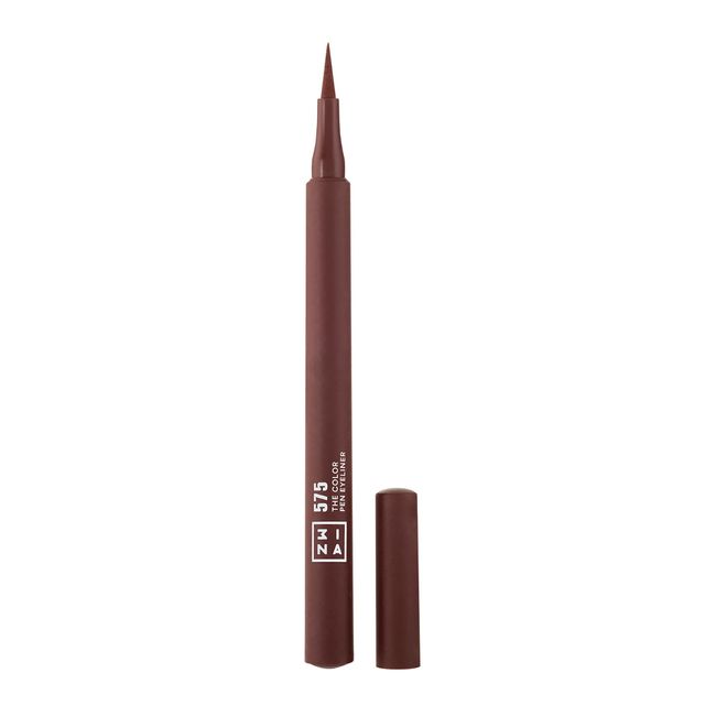 3ina The Color Pen Eyeliner 575 - Ultra Fine Tip 14H Brown Longwear Liquid Liner - Vibrant Colors, Matte, Smudgeproof, Flake Proof Eye Makeup - Cruelty Free, Paraben Free, Vegan Cosmetics - Brown