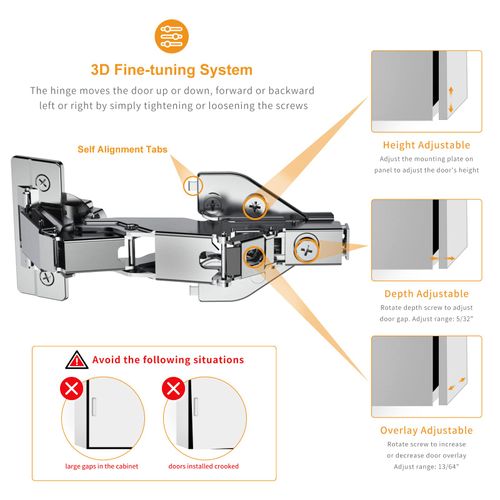 Chibery 2 Pack 165 Degree Lazy Susan Hinge, Face Frame, CLIP ON Plate for Easy Installation, Soft Close Multi-pivot Concealed hardware for Corner Kitchen Cabinet, Cupboard Folded, Folden Door, Closets