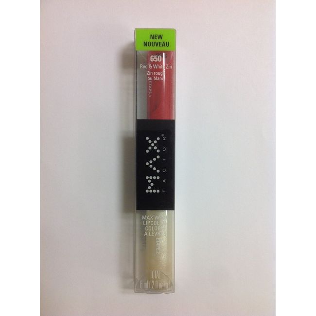 Max Factor Max Wear Lipcolor ( Red & White Zin #650  ) NEW.