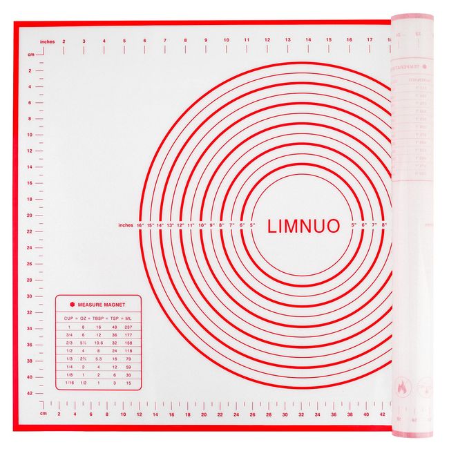 LIMNUO Cooking Mat, Silicone Mat, Bread Mat, Confectionery Mat, Graduated, Large Size, Food-grade Silicone, Anti-Slip, Pastry Tools, 23.6 x 31.5 inches (60 x 80 cm), Red)