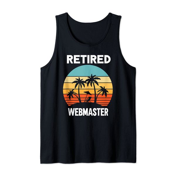 Retired Webmaster retirement beach palm tree Tank Top