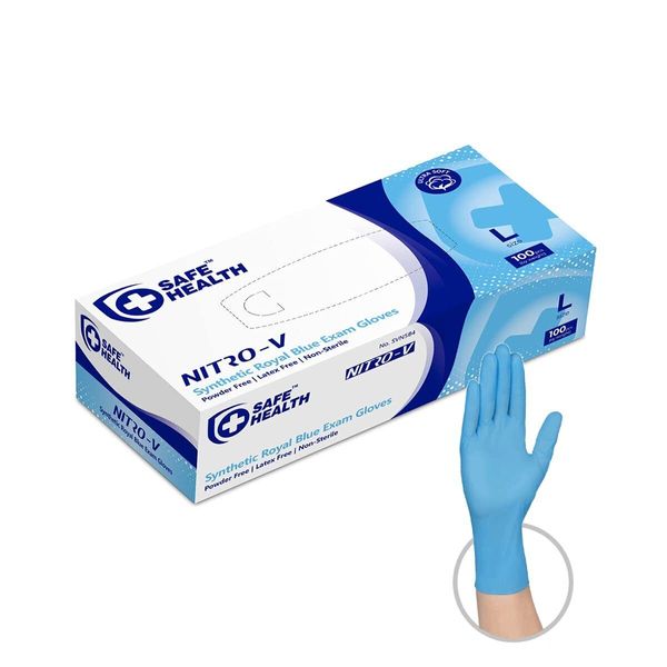 Safe Health NITRO-V Nitile-Vinyl Synthetic Exam Disposable Gloves Latex Free ...