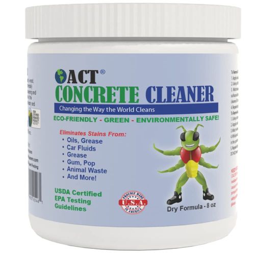 ACT Concrete Cleaner – Eco-Friendly Dry Powder Oil Stain Remover for Driveways, Sidewalks, Garages & Commercial Use | HOA Approved | Bioremediation Formula | Safe around Pets | 8oz