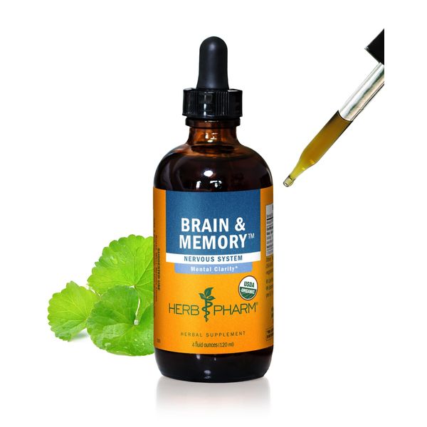 Herb Pharm Brain and Memory Herbal Formula Ginkgo Extract 4 Fl Oz Vegan