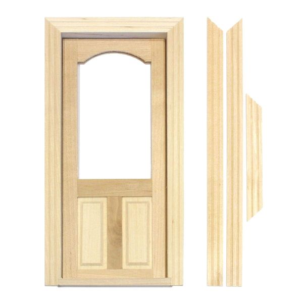 MyTinyWorld Dolls House Decorative Wood Door With Glazed Upper Panel