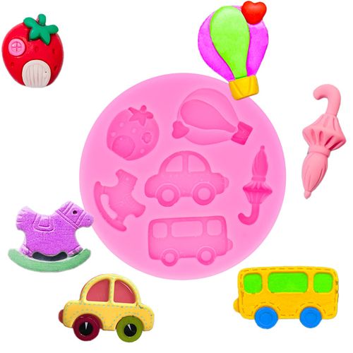 3D Vehicle Car hobbyhorse Bus Silicone Mold Candy Jewelry Earrings Clay Epoxy Resin Chocolate Topper Decoration Decor Desserts Gum Paste Fondant Pudding Cupcake Handmade Ice Cream Jelly Shots Children