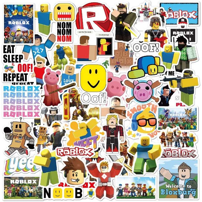 Lanseede 50pcs Gifts Roblox Stickers Waterproof Blox Decals Stickers for Laptop,Bumper,Water Bottles,Computer,Phone,Hard hat,Car Stickers and Decals(Roblox 50)……