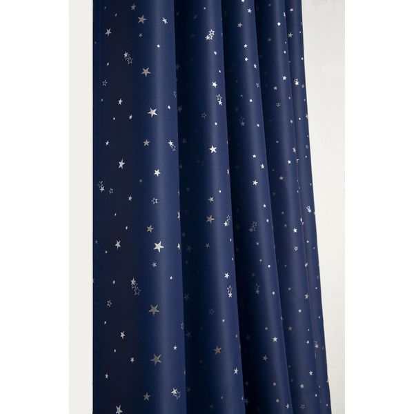 John Aird Stars Thermal Blackout Eyelet Curtains (Navy, Single Cushion Cover 18x18)