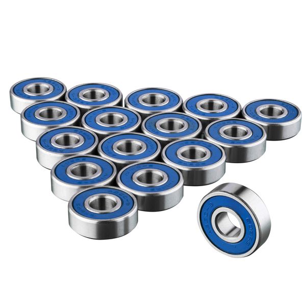 16PCS 608RS Blue Skate and Skateboard Metal Wheel Bearings – ABEC 9 Rated – Great for Speed - Skateboards, Inline, Roller Skates, Scooter, Longboard Wheels