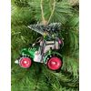 Sass & Belle Festive Tractor Shaped Bauble Green
