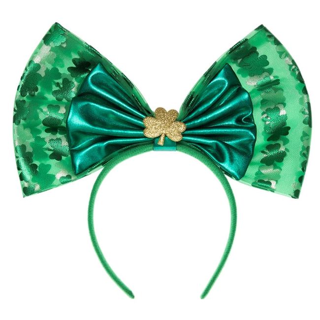 EVILD St Patricks Day Headband Green Bow Hair Bands Irish Shamrock Hair Accessories for Women and Girls