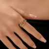 Jewlure Gold Coloured Beaded Ring With Oval Cut Crystals, Size Adjustable