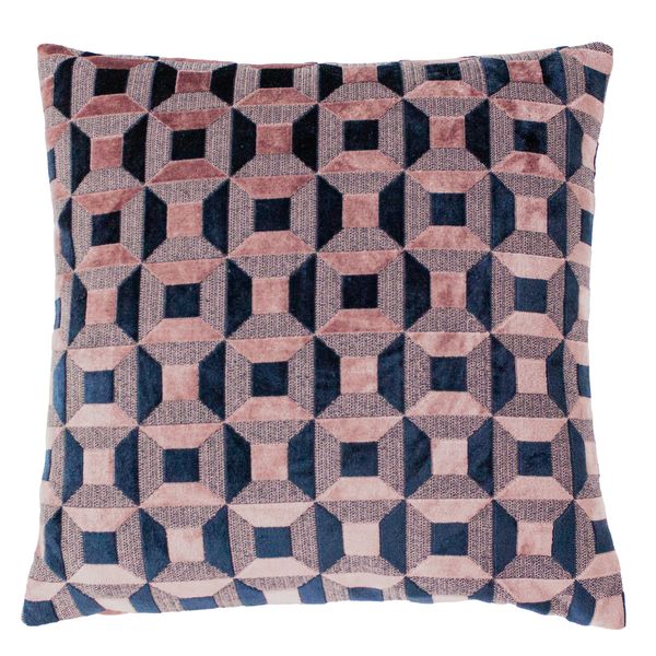 Paoletti Empire Cushion Cover, Blush/Navy, 45 x 45 cm
