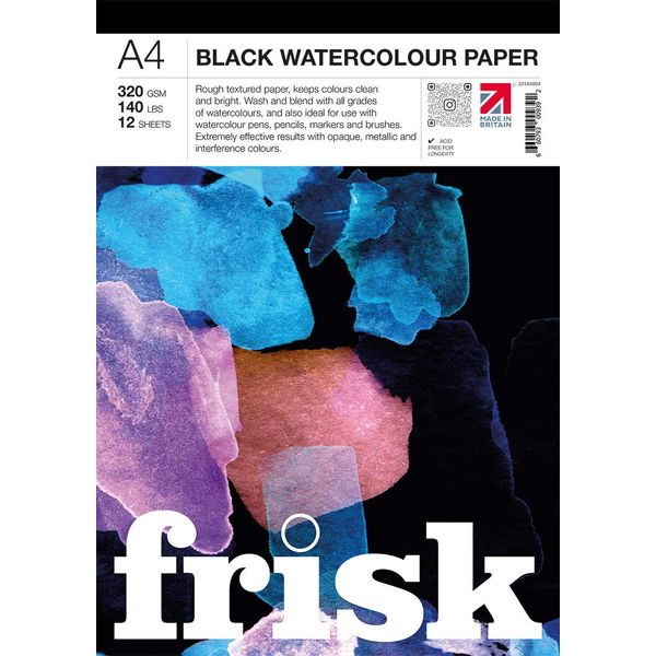 Frisk A4 Black Watercolour Paper Pad