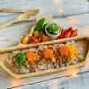 FUNFAM FUN2019-03 Bamboo Tableware Ship Plate Set