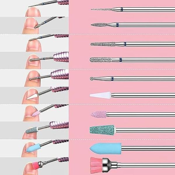 Punte Fresa Unghie,Ceramica 30 pezzi kit Punta，Punte Fresa Unghie Professionale per Salon per Rimozione Gel,Diamond Nail Drill per Rimozione Gel，Set manicure Pedicure Uso domestico