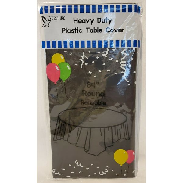 Evershine Heavy Duty Plastic Table Cover 84" Round Reusable
