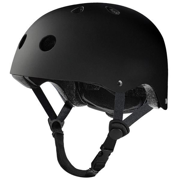 Tourdarson Skateboard Helmet Impact Resistance Ventilation Multi-Sport for Youth & Adults (Black,Large)