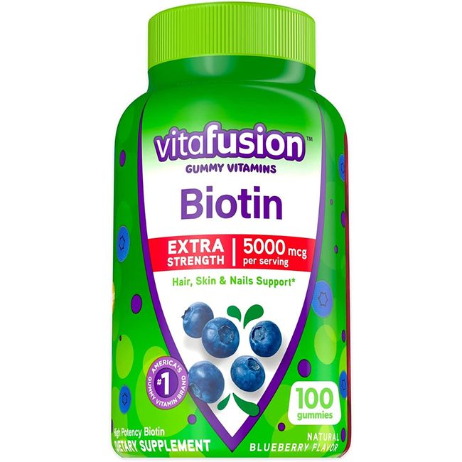 Extra Strength Biotin Gummy Vitamins, Berry Flavored, 5,000 Mcg Biotin Vitamins,