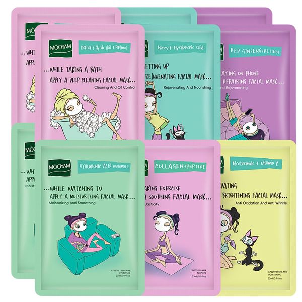 Face Masks Skincare Set for Girl, Pamper Sets For Teenage Girls, Natural Home Spa Treatment Mask, Hydrating Face Mask Gift Sets For Women, Day Night Sheet Mask Deep Cleaning, Oil Contral - 12PCS