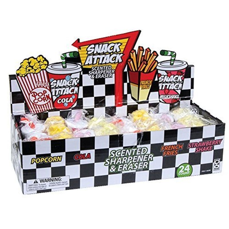 Raymond Geddes Gomme Profumate Snack Attack 3D - Display Da 36 Pezzi, Cancellabili E Profumate, Idea Regalo