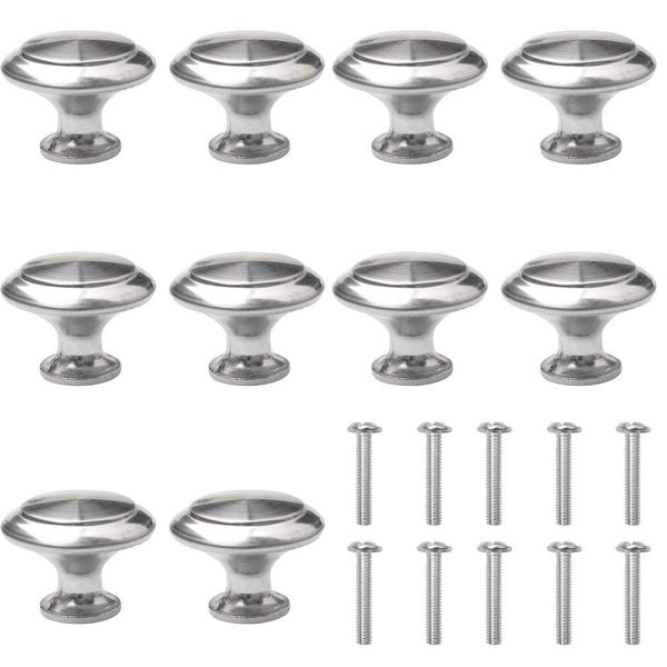 10 Packs Drawer Knobs, Cabinet Door Knobs Wardrobe Knobs Handle Cupboard Door Knobs with Screw for Drawer Cabinet Cupboard Wardrobe- Alloy & Stainless Steel(20 * 29.5mm)