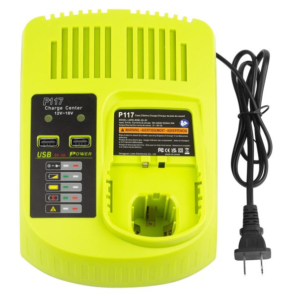 TREE.NB P117 12V 14.4V 18V Battery Charger Replacement for Ryobi Charger ONE+ P117 P118 P119 Lithium-Ion NiCd NiMh Battery P100 P101 P102 P103 P105 P107 P108 BPL-1815