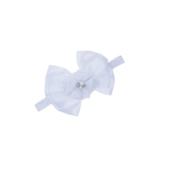 LDDCX White Baby Bow Headband for Baptism Christening,Hair Band flower for Toddler.(LDZ56/B)