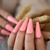Light Pink Coffin Nails, Long Coffin Press On Nails, Glue On False Set 24 pc Kit