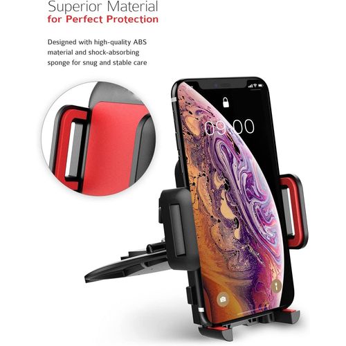 VSSMSSA Cell Phone Holder for Car, CD Slot Mount, One-Handed Operation, Compatible with iPhone14 13 12 Mini 11 Pro XR XS MAX Galaxy S20 S20+ S10 Red