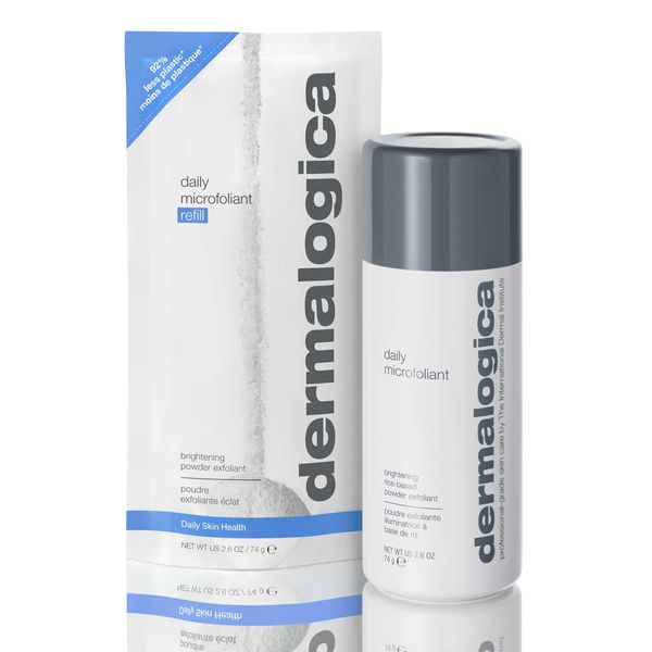 Dermalogica Daily Microfoliant 74g & Refill Pouch 74g, Travel Size - Daily Exfoliating Powder for Brighter & Smoother Skin, with Rice Enzymes - Suitable for All Skin Types