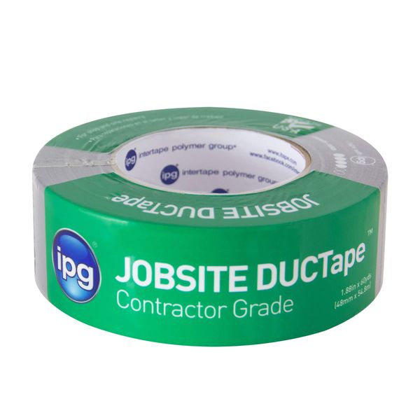 IPG JobSite DUCTape, Contractor Grade Duct Tape, 1.88" x 45 yd, Silver (Single Roll)