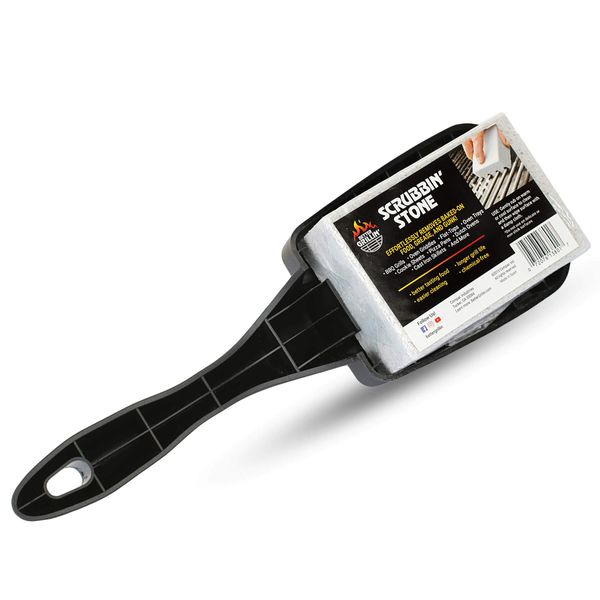 Better Grillin' Scrubbin Stone Grill Cleaner Handle-Protect Hands & Nails when Scouring Grill/Griddle with Scrubbin Stone