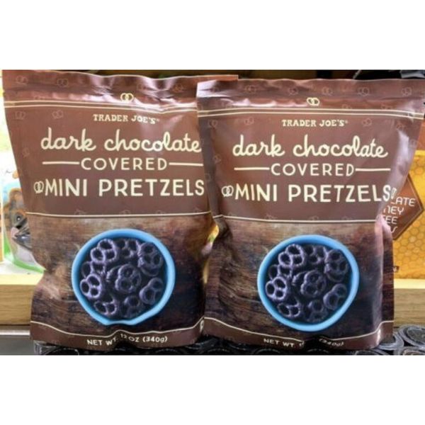 2 Pack Trader Joe's Dark Chocolate Covered Mini Pretzels