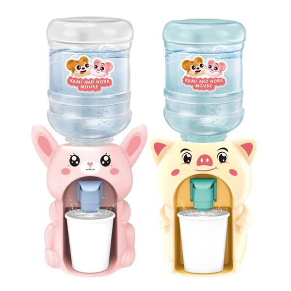 LUOZZY 2 Pcs Mini Water Dispenser Toy for Kids Simulation Animal Water Machine Toy for Kids Water Dispenser Dollhouse Toy (Rabbit Pig)