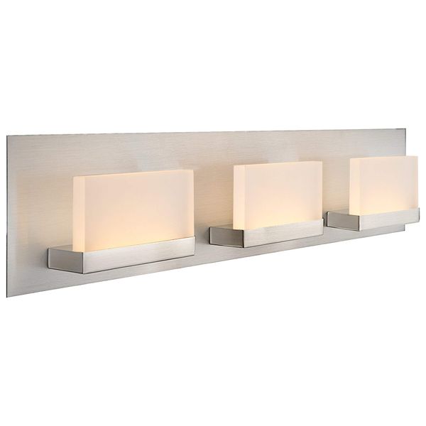 Kira Home Everett 24" Modern 3-Light 30W Integrated LED (180W eq.) Bathroom/Vanity Light, Rectangular Acrylic Lenses, Energy Efficient, Eco-Friendly, 3000k Warm White Light, Brushed Nickel Finish