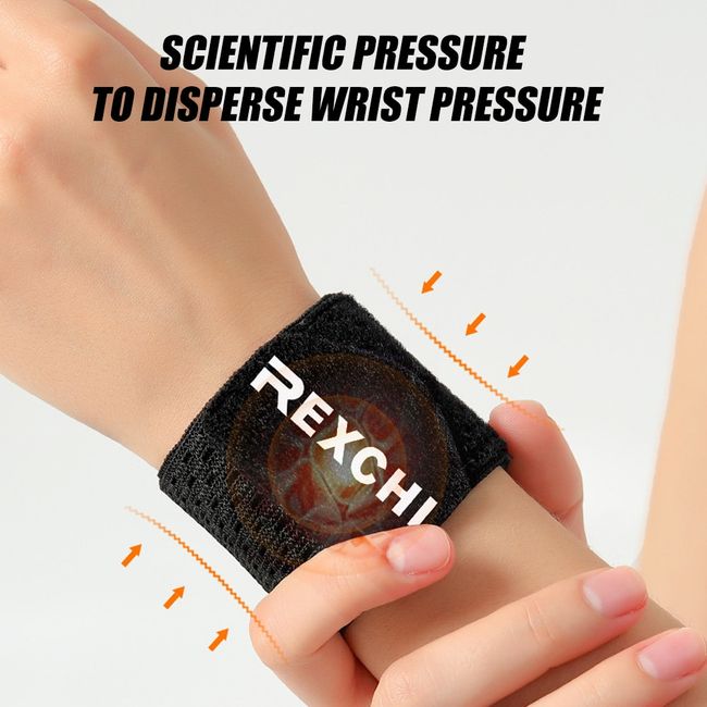 BraceUP Wrist Compression Strap and Wrist Wrap Wrist Band, Brace for  Tendonitis, Tennis, Gym, Workout, One Size Adjustable (Black), 1 PC