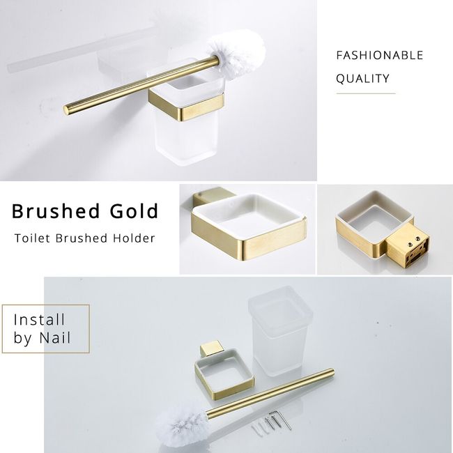 Brushed Gold Bathroom Accessories Set 304 Stainless Steel Toilet Paper  Holder Toilet Brush Holder Storage Shelf